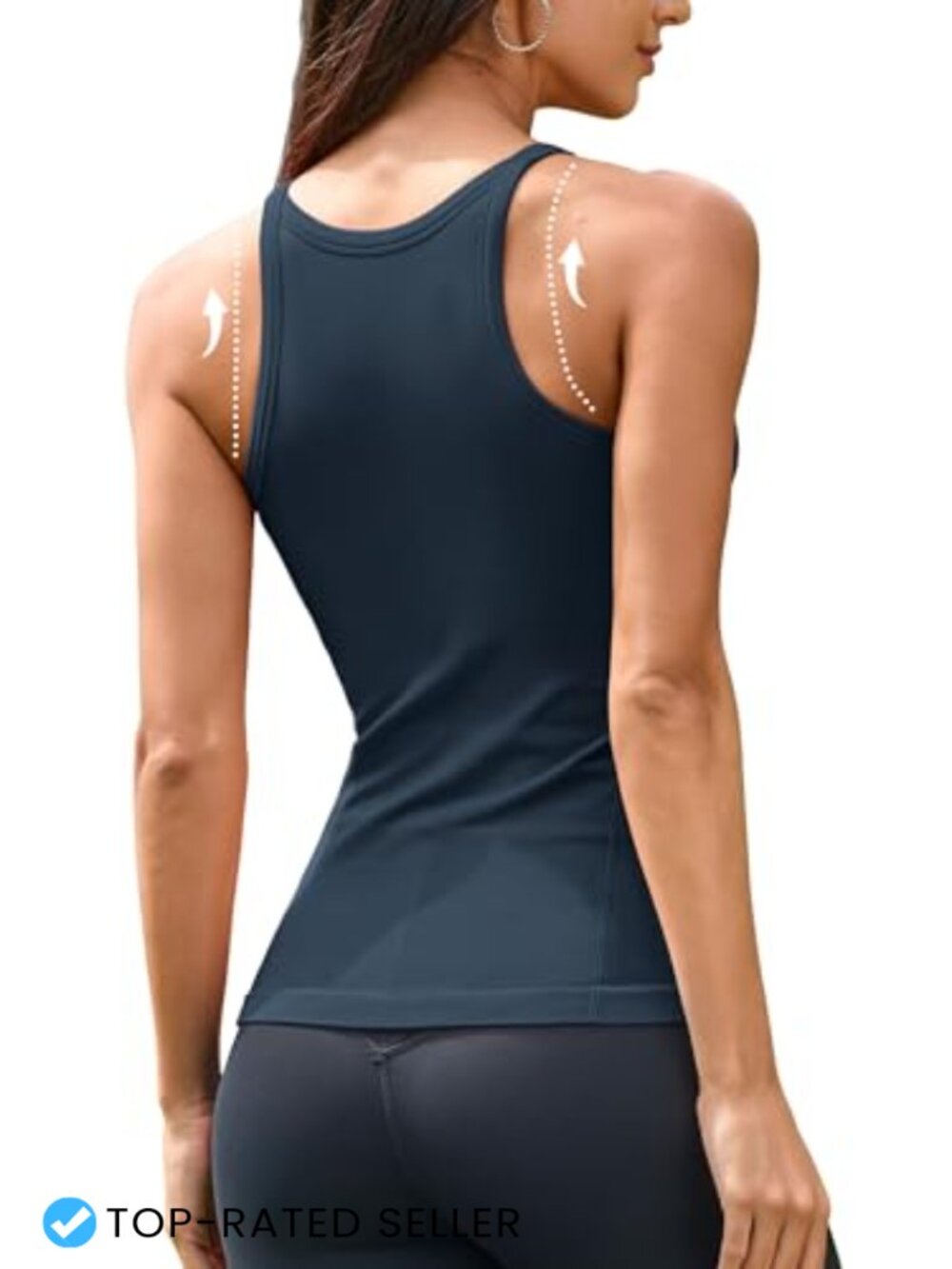 Seamless Ribbed Tank Top Built-In Bra Slim Fit Athletic Camisole Y2K Chic - Picture 2 of 7